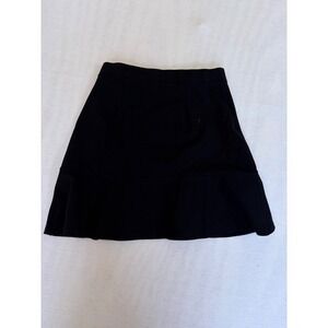 NWOT Loft Black Flounce Hem Mini Skirt Womens XS Ponte Knit Ruffle Trumpet Skirt